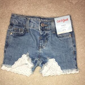 Cat & Jack Blue and White Lace Trim Shorts